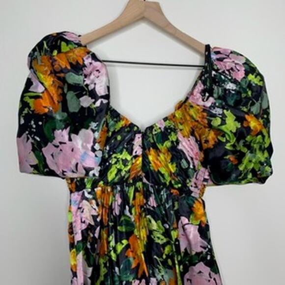 Aje Gabrielle Plunge Mini Dress Floral Womens New Size 4 - Picture 14 of 16